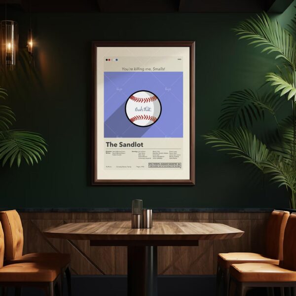 Mid-century modern poster of The Sandlot movie from mid 20th century