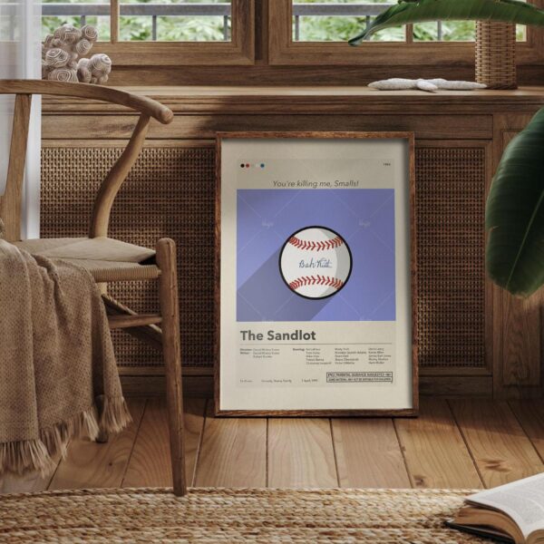 Mid-century modern poster of The Sandlot movie from mid 20th century