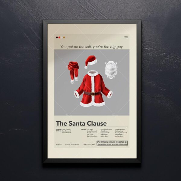 Mid-century modern graphic design poster of The Santa Clause movie