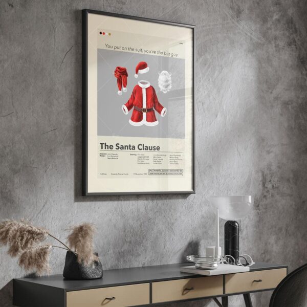 Mid-century modern graphic design poster of The Santa Clause movie