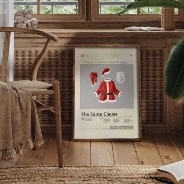 Mid-century modern graphic design poster of The Santa Clause movie