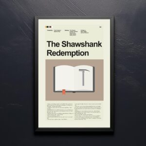 Mid-century modern Shawshank Redemption movie poster with graphic design style