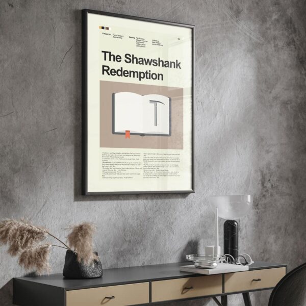 Mid-century modern Shawshank Redemption movie poster with graphic design style