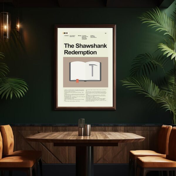 Mid-century modern Shawshank Redemption movie poster with graphic design style