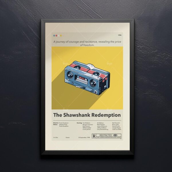Mid-century modern style poster of The Shawshank Redemption movie