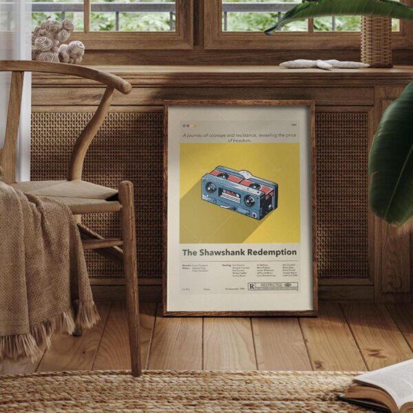 Mid-century modern style poster of The Shawshank Redemption movie