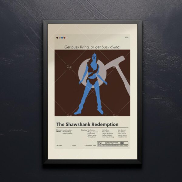 Mid-century modern style Shawshank Redemption movie poster print