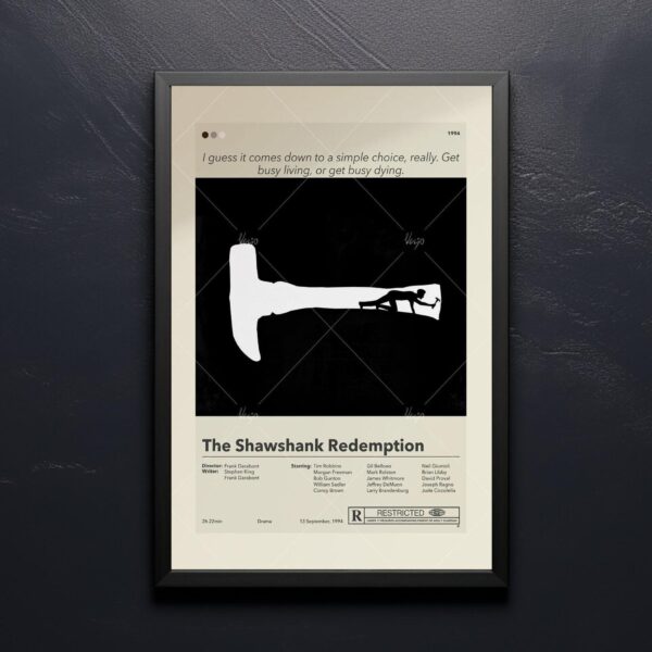 Mid-century modern style Shawshank Redemption movie poster artwork