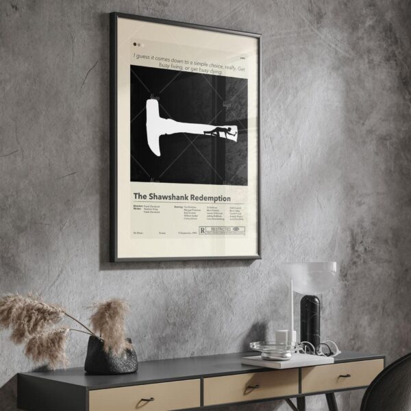 Mid-century modern style Shawshank Redemption movie poster artwork