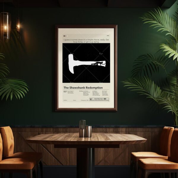 Mid-century modern style Shawshank Redemption movie poster artwork