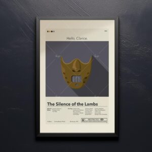 Mid-century modern graphic design poster of The Silence of the Lambs movie