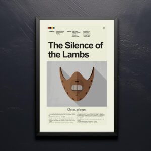 Mid-century modern movie poster art for The Silence of the Lambs