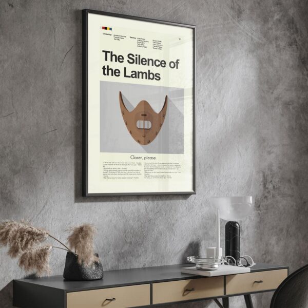 Mid-century modern movie poster art for The Silence of the Lambs
