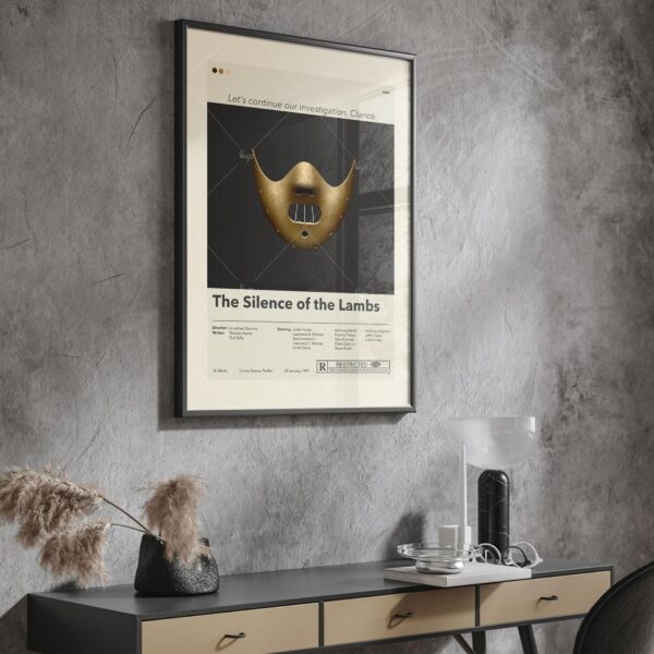 Mid-century modern poster of The Silence of the Lambs movie artwork