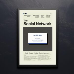 Mid-century modern style poster of The Social Network movie