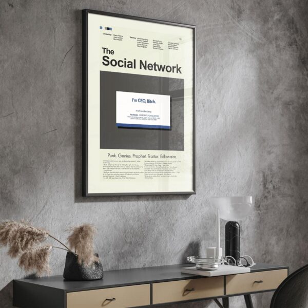 Mid-century modern style poster of The Social Network movie
