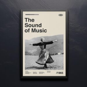 The Sound of Music mid-century poster, retro artwork inspired by the classic film