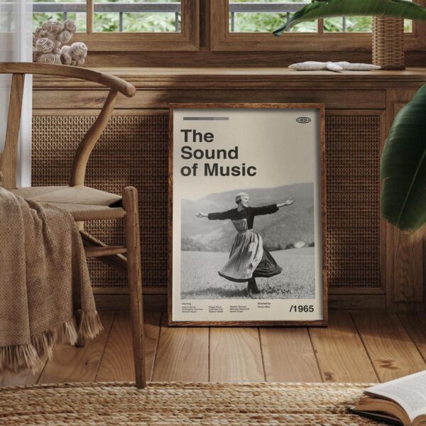 The Sound of Music mid-century poster, retro artwork inspired by the classic film