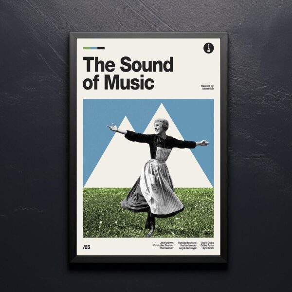 The Sound of Music movie poster mid-century print