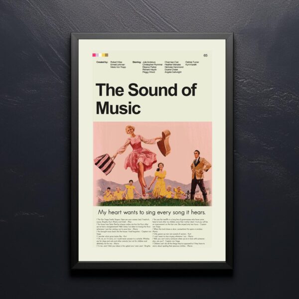 Mid-century modern The Sound of Music movie poster wall art