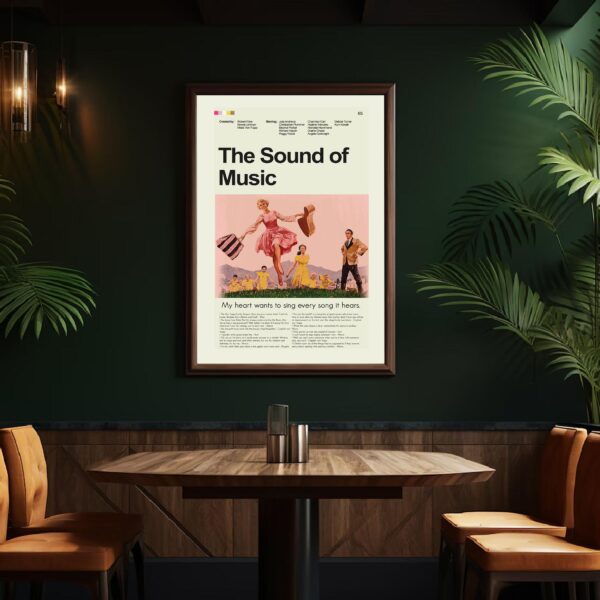 Mid-century modern The Sound of Music movie poster wall art
