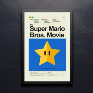 Mid-century modern style Super Mario Bros. Movie graphic poster