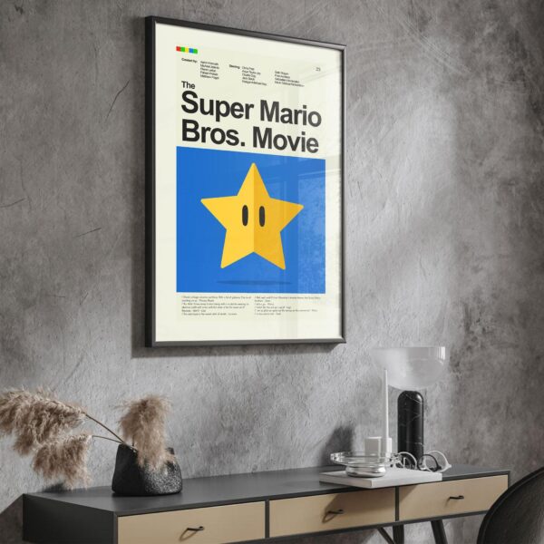 Mid-century modern style Super Mario Bros. Movie graphic poster