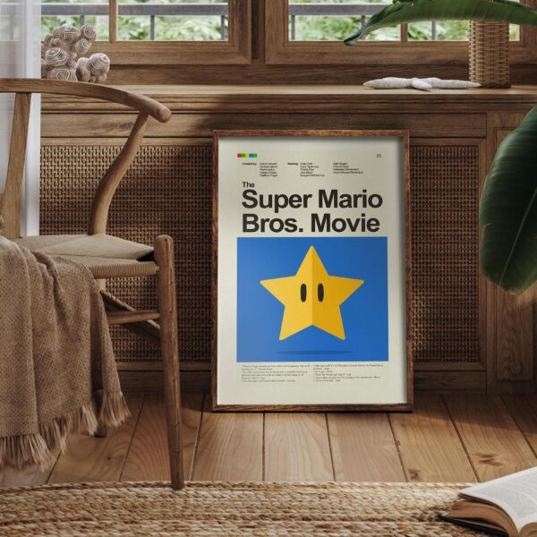 Mid-century modern style Super Mario Bros. Movie graphic poster