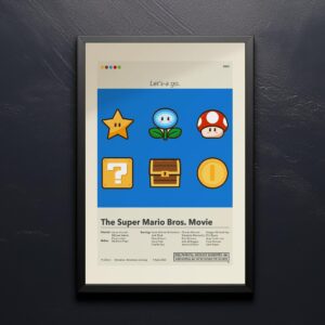 Mid-century modern style Super Mario Bros. Movie poster design