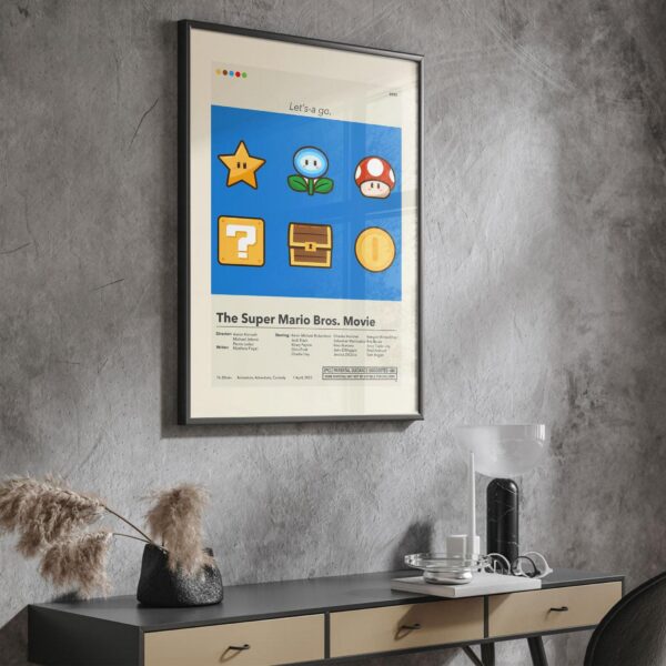 Mid-century modern style Super Mario Bros. Movie poster design