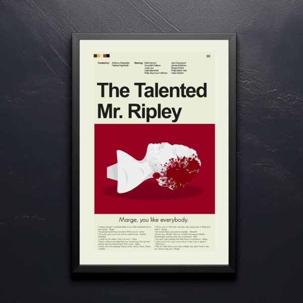 Mid-century modern movie poster featuring The Talented Mr. Ripley house