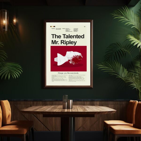 Mid-century modern movie poster featuring The Talented Mr. Ripley house