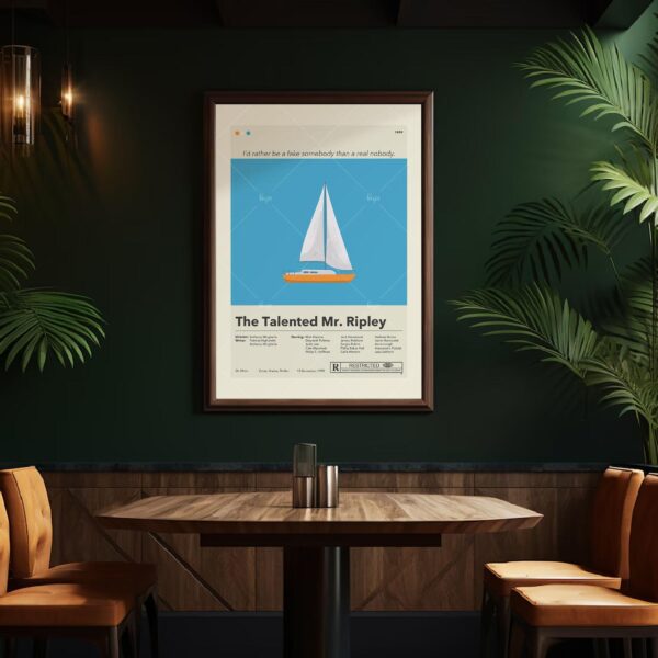 Mid-century modern style poster of The Talented Mr. Ripley movie