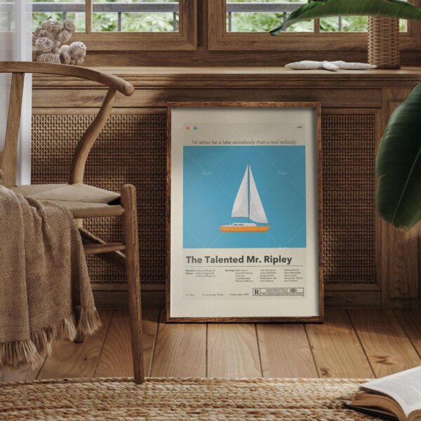 Mid-century modern style poster of The Talented Mr. Ripley movie