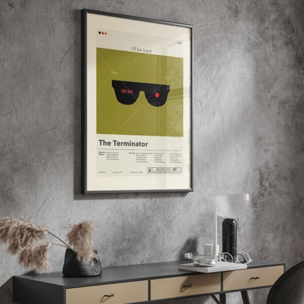 Vintage mid-century modern poster of The Terminator movie