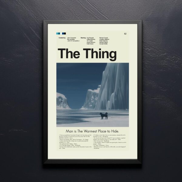 Mid-century modern style poster of The Thing movie artwork