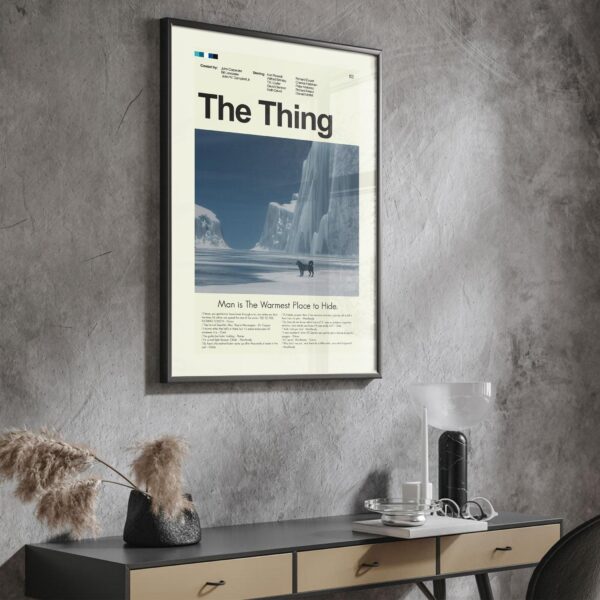 Mid-century modern style poster of The Thing movie artwork