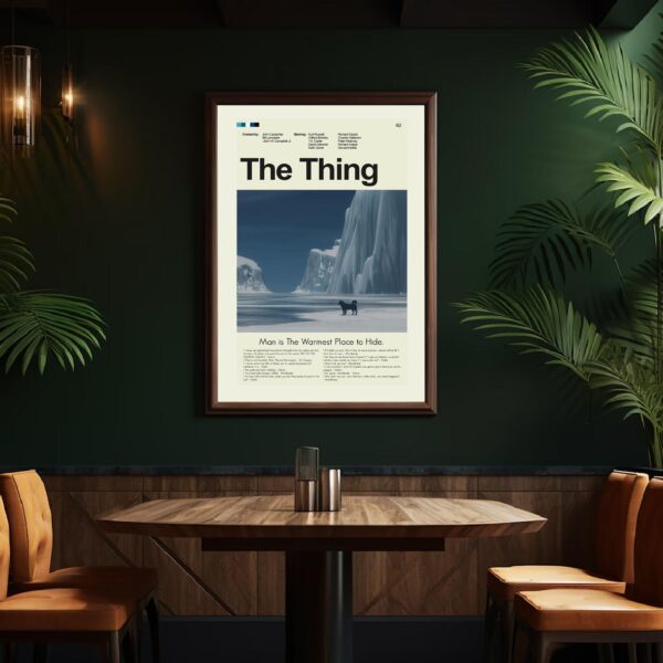 Mid-century modern style poster of The Thing movie artwork