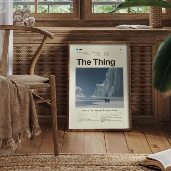 Mid-century modern style poster of The Thing movie artwork