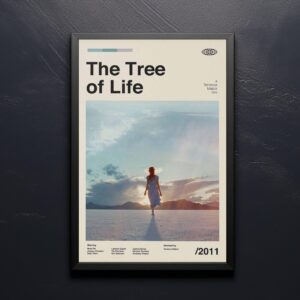 Mid-century modern Tree of Life movie poster with vintage advertising style