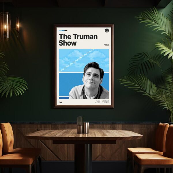 Mid-century poster featuring The Truman Show movie artwork