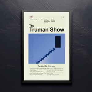 Mid-century modern movie poster of The Truman Show featuring retro design
