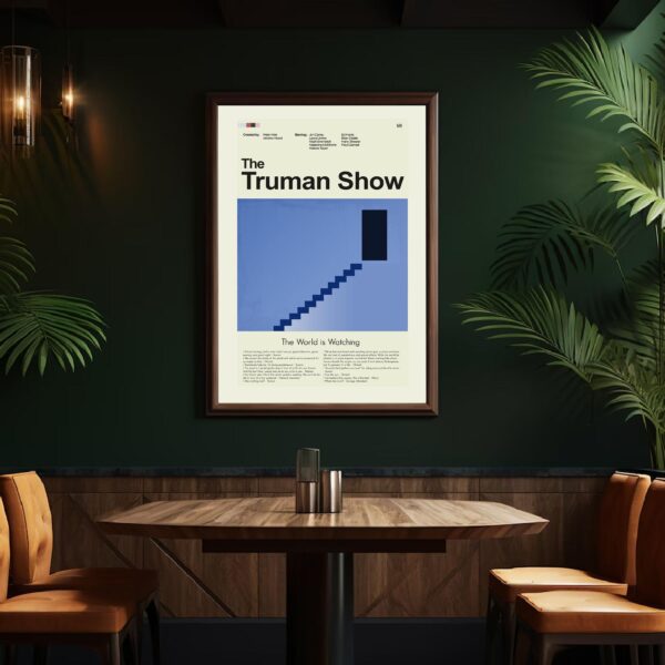 Mid-century modern movie poster of The Truman Show featuring retro design