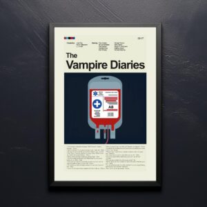 Mid-century modern movie poster of The Vampire Sex Diaries with retro design