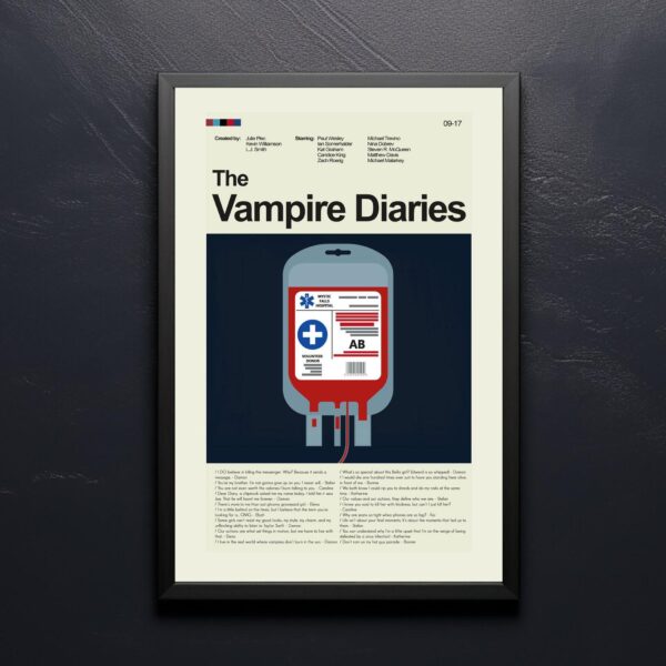 Mid-century modern movie poster of The Vampire Sex Diaries with retro design
