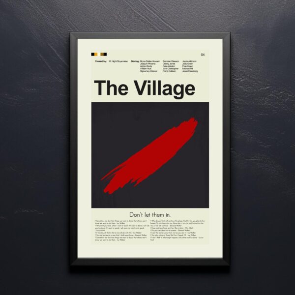 Mid-century modern poster for The Village movie from mid 20th century