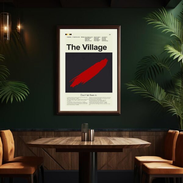 Mid-century modern poster for The Village movie from mid 20th century
