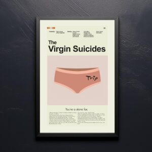 Mid-century modern poster of The Virgin Suicides movie with 20th century design
