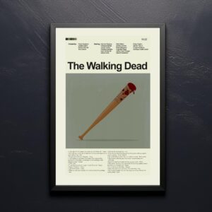 Mid-century modern poster of a house inspired by The Walking Dead movie