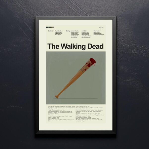 Mid-century modern poster of a house inspired by The Walking Dead movie